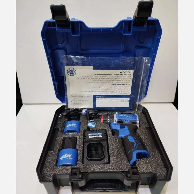 دریل شارژی چکشی 16 ولت براشلس دو باتری ویوارکس مدل VR1610-IBL