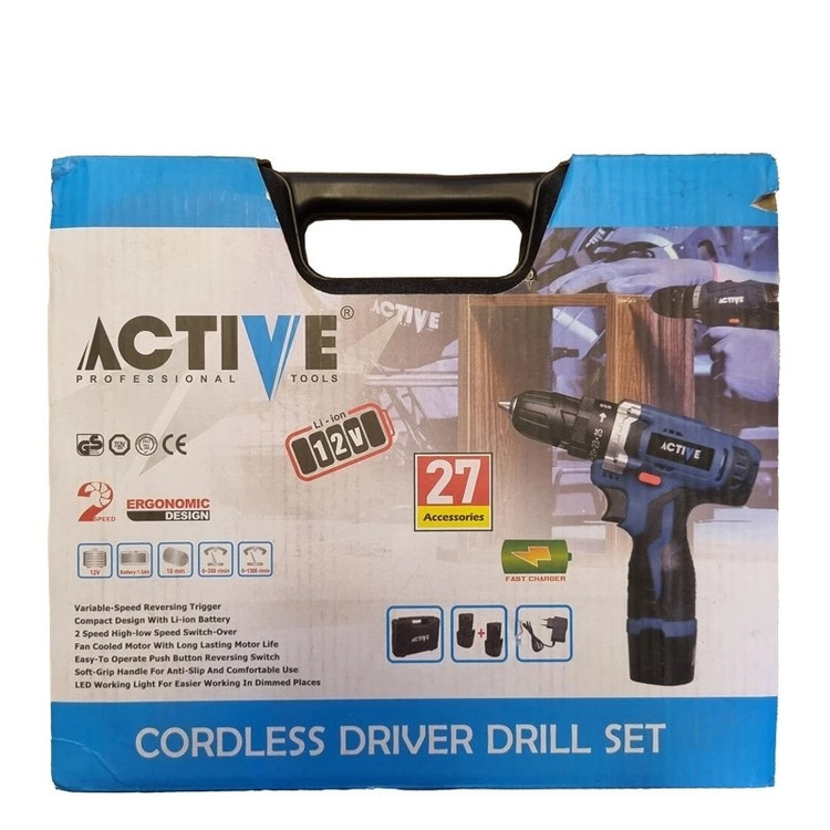 دریل شارژی اکتیو مدل AC-2812BM مجموعه 27 عددی