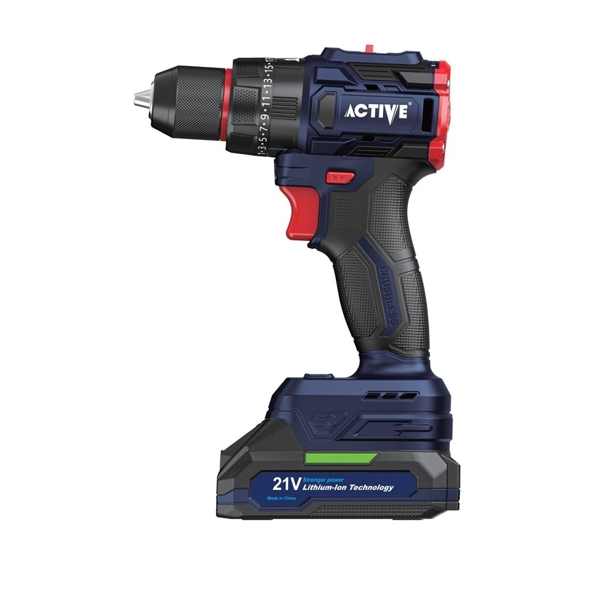 دریل شارژی چکشی براشلس 2 سرعته 500 وات اکتیو مدل AC-3221BL
